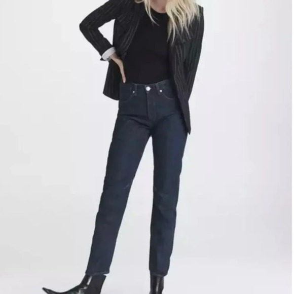 Rag & Bone Jean Women’s Size 31 Navy Wash Engineer High Rise Straight Leg $275 - Picture 13 of 15